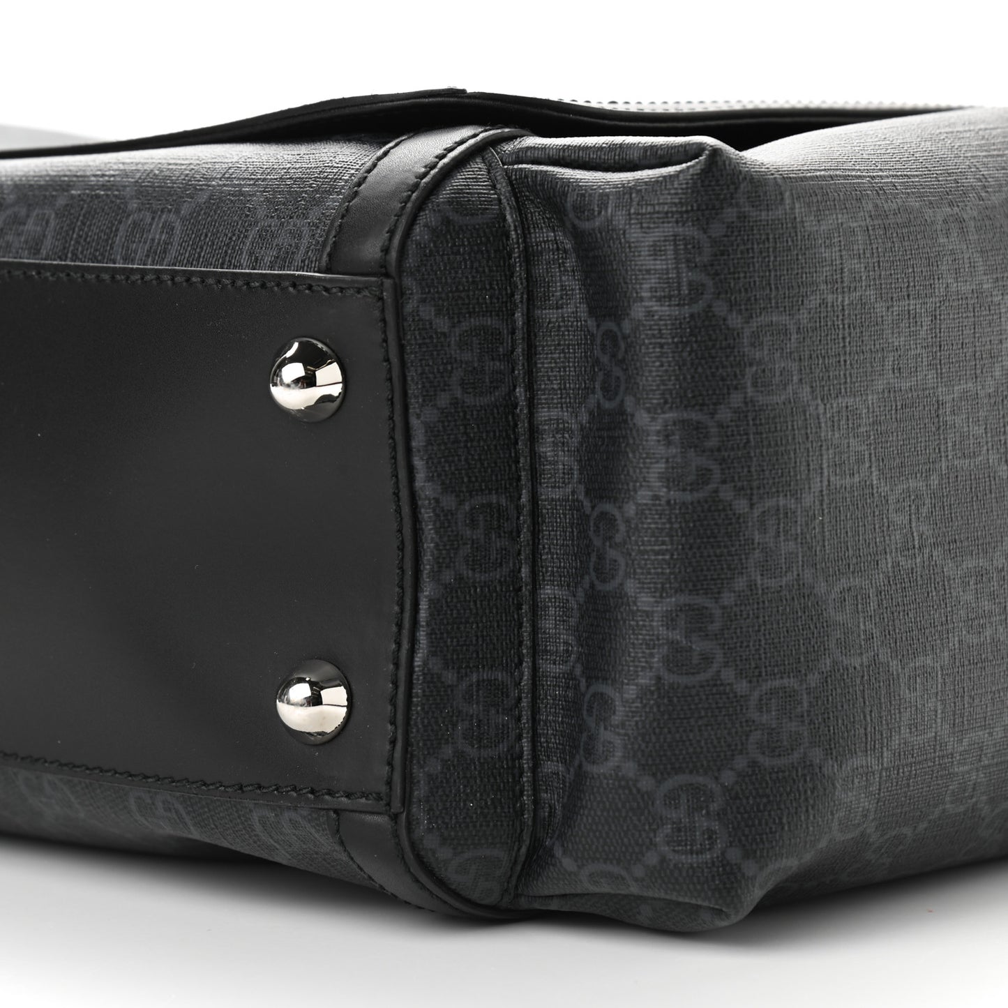 GG Supreme Monogram Web Messenger Diaper Bag Black Grey