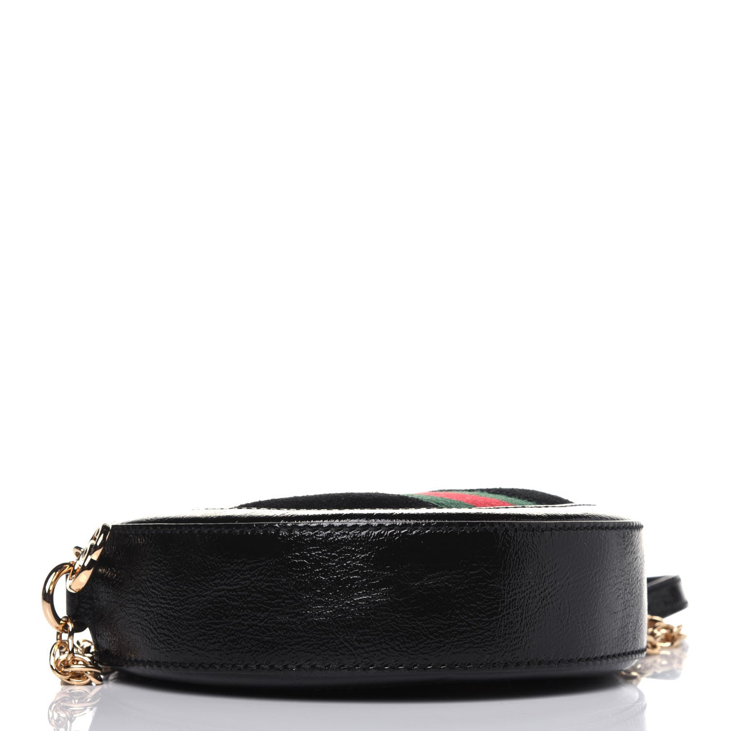 Gucci Suede Patent Web Mini Ophidia Round Shoulder Bag Black 4 of 12