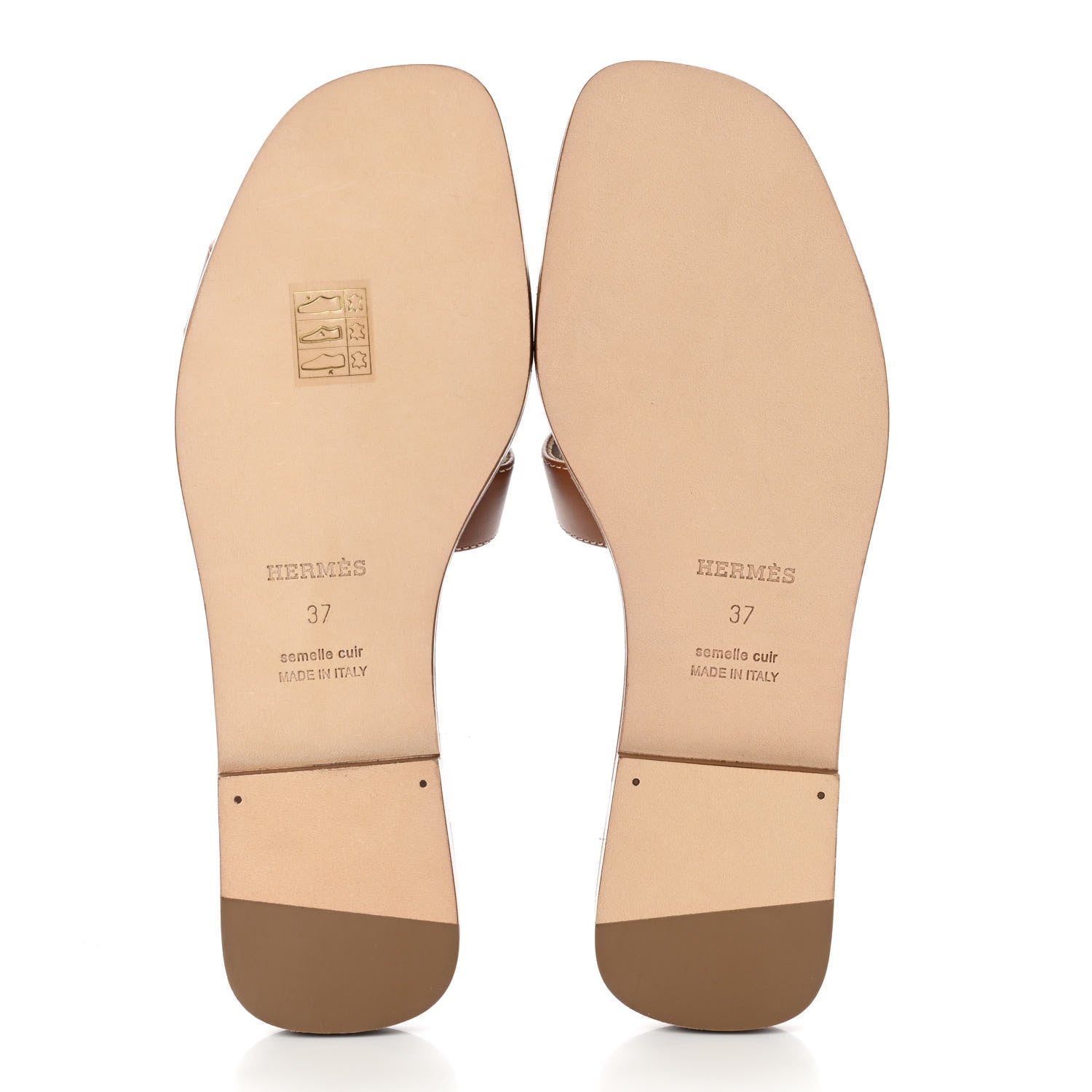 Hermes Box Calfskin Oran Sandals 37 Gold 5 of 10