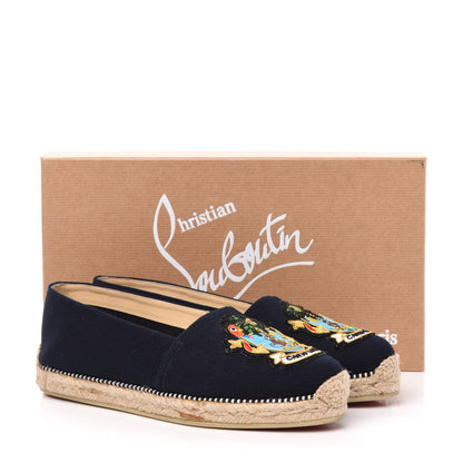 Christian Louboutin Canvas Lougalia Appliquéd Cario Loubi Flat Espadrilles 37 Version Blue 8 of 8