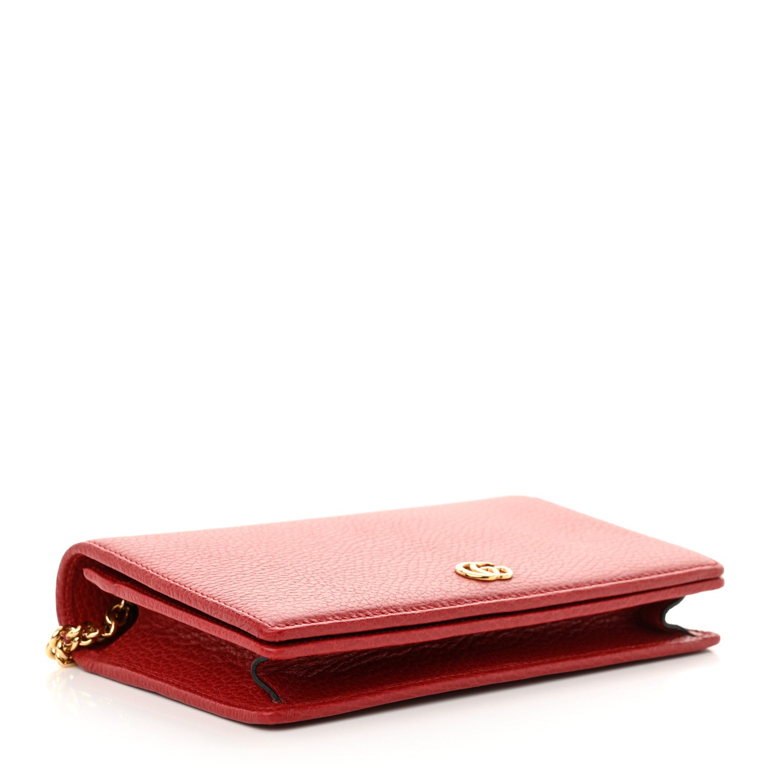 Gucci Dollar Calfskin Mini GG Marmont Chain Wallet Hibiscus Red 4 of 11