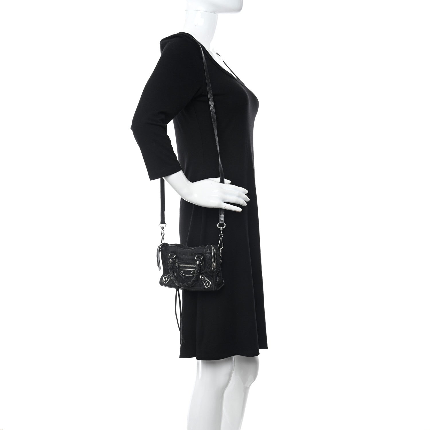Balenciaga Chevre Silver Metallic Edge Hardware Nano City Black 2 of 11
