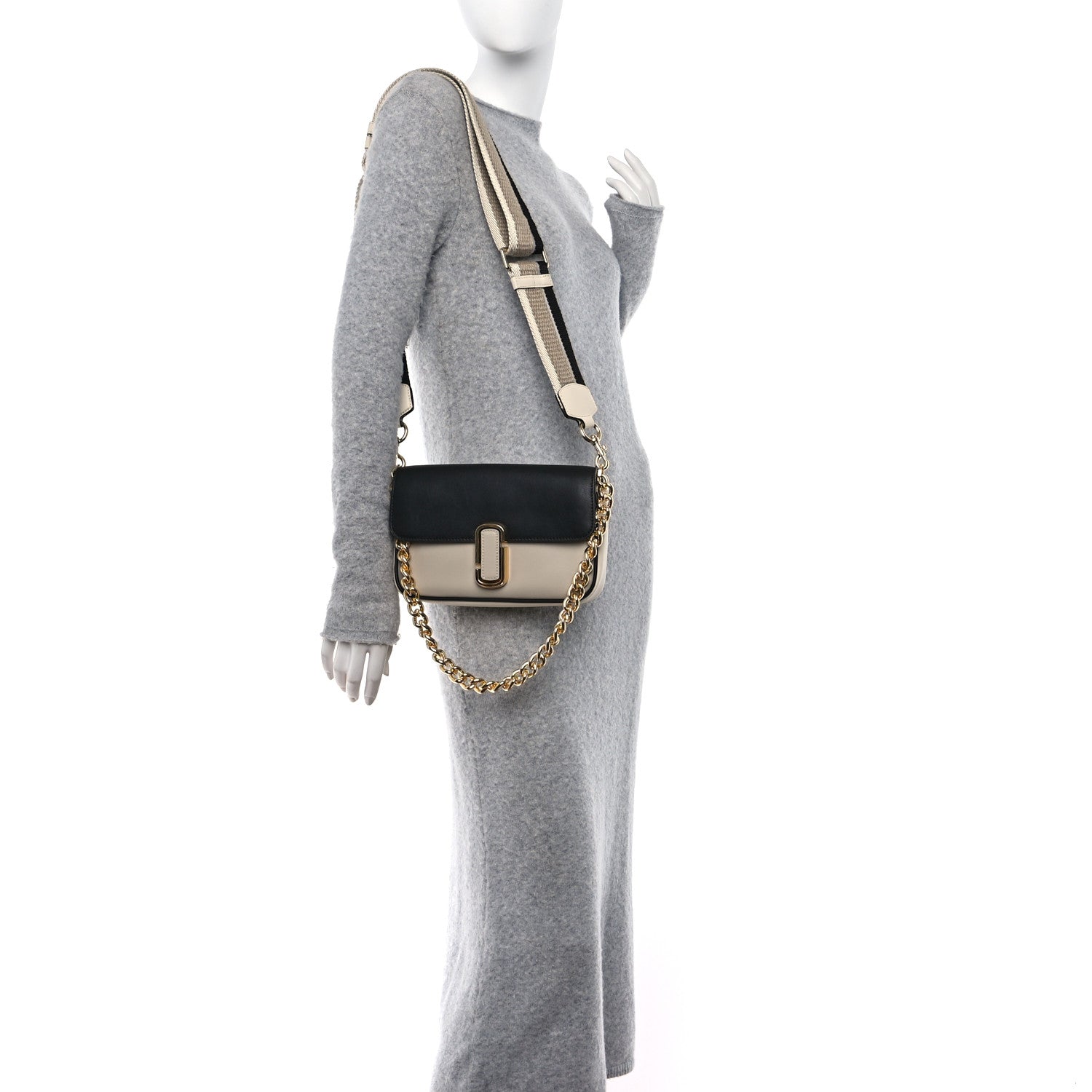 Marc Jacobs Calfskin The J Marc Shoulder Bag Greige Multicolor 2 of 9