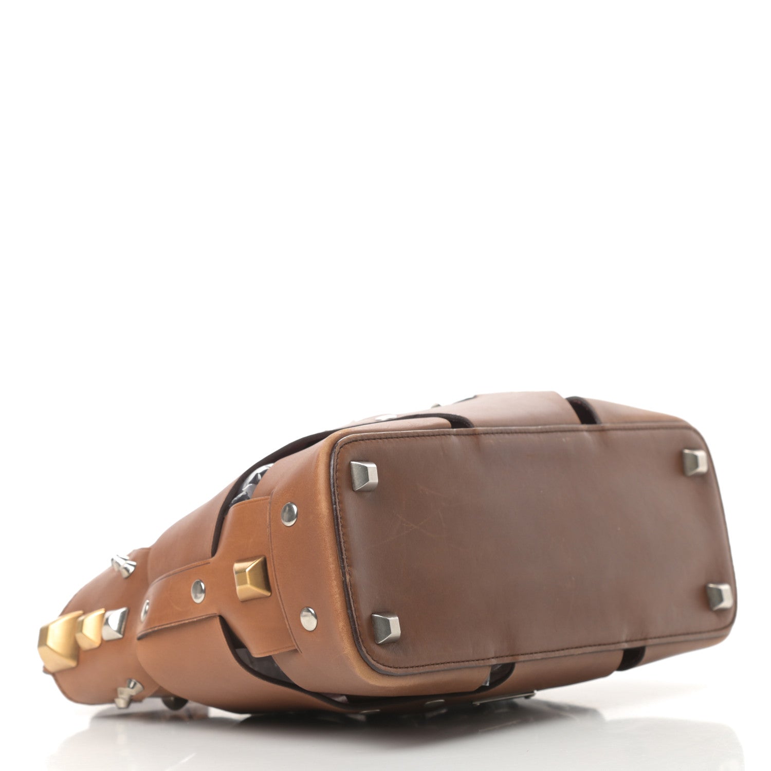 Prada Vitello Studded Cross Shoulder Bag Nocciolo 5 of 15