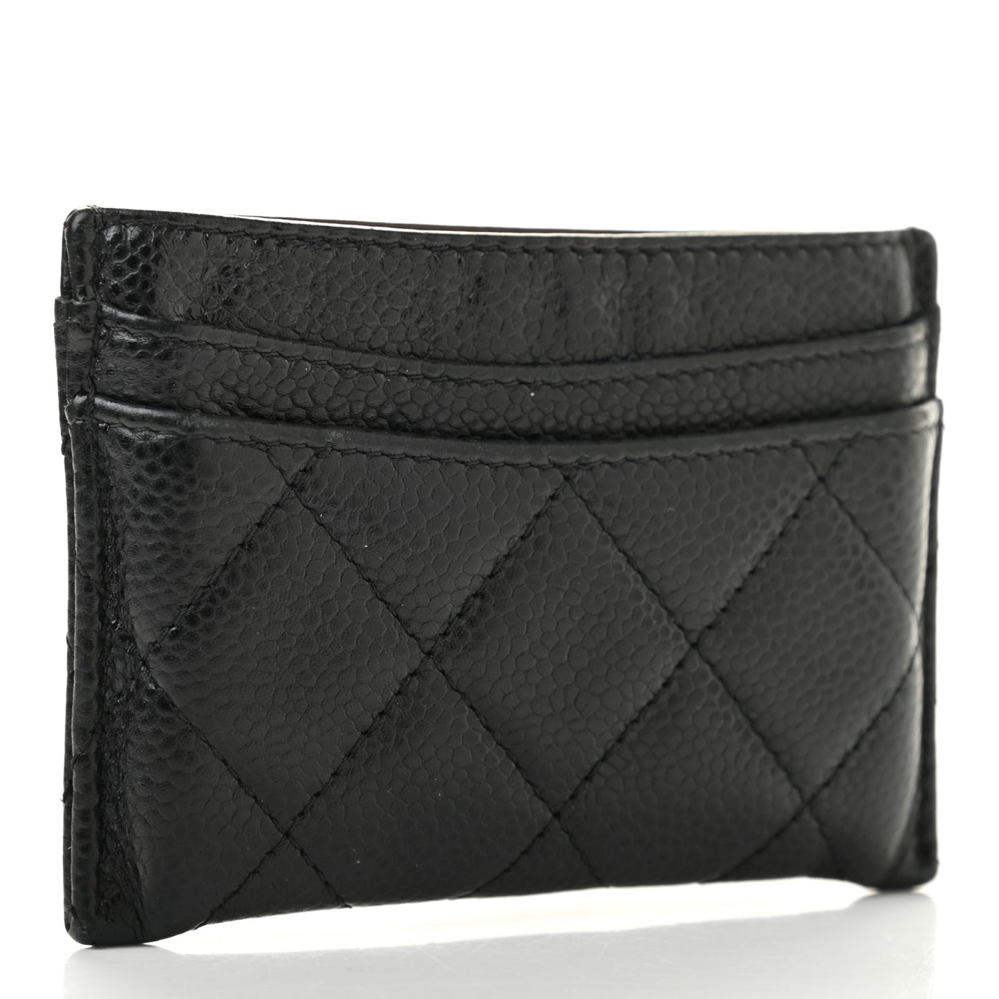 Caviar Quilted Card Holder Black