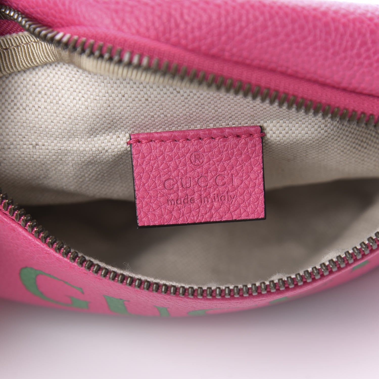 Gucci Grained Calfskin Small Logo Belt Bag Box Pink Green 6 of 10