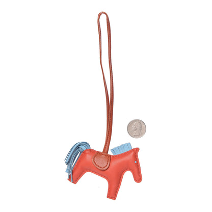 Hermes Milo Lambskin Grigri Rodeo Horse Bag Charm PM Capucine Celeste Cornaline 2 of 5