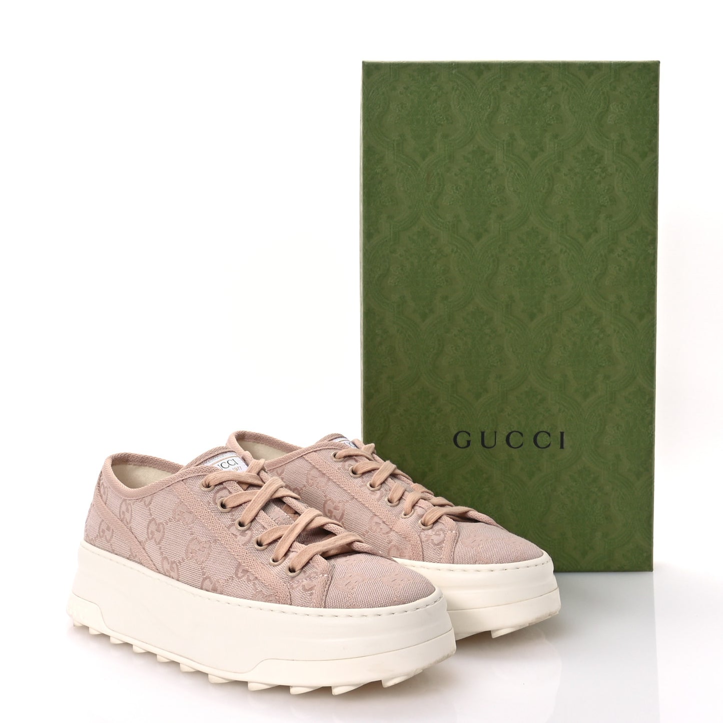 GG Monogram Womens 1977 Tennis Platform 52mm Sneakers 39 Skin Rose