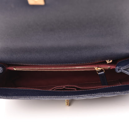 Chanel Caviar Chevron Quilted Small Coco Handle Flap Navy 8 of 12