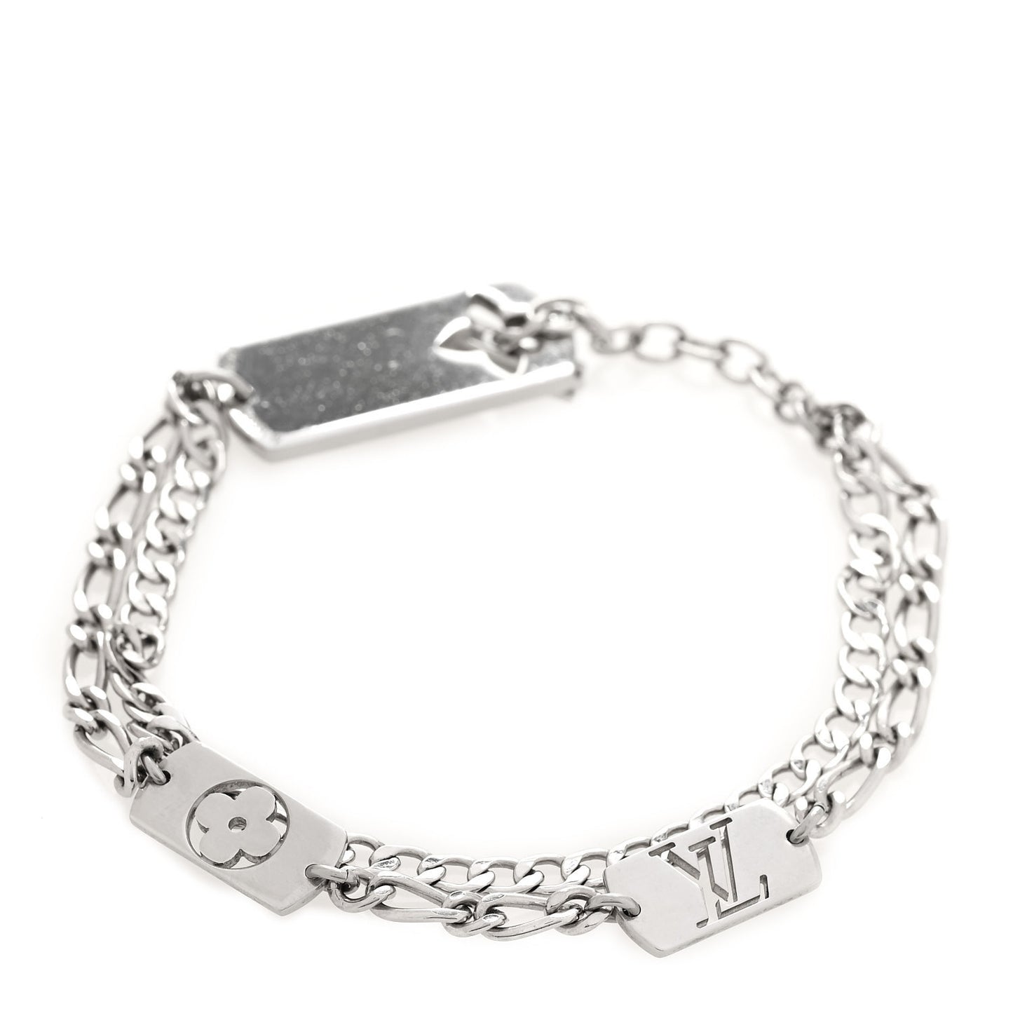 Monogram LV Double Chain Bracelet Silver