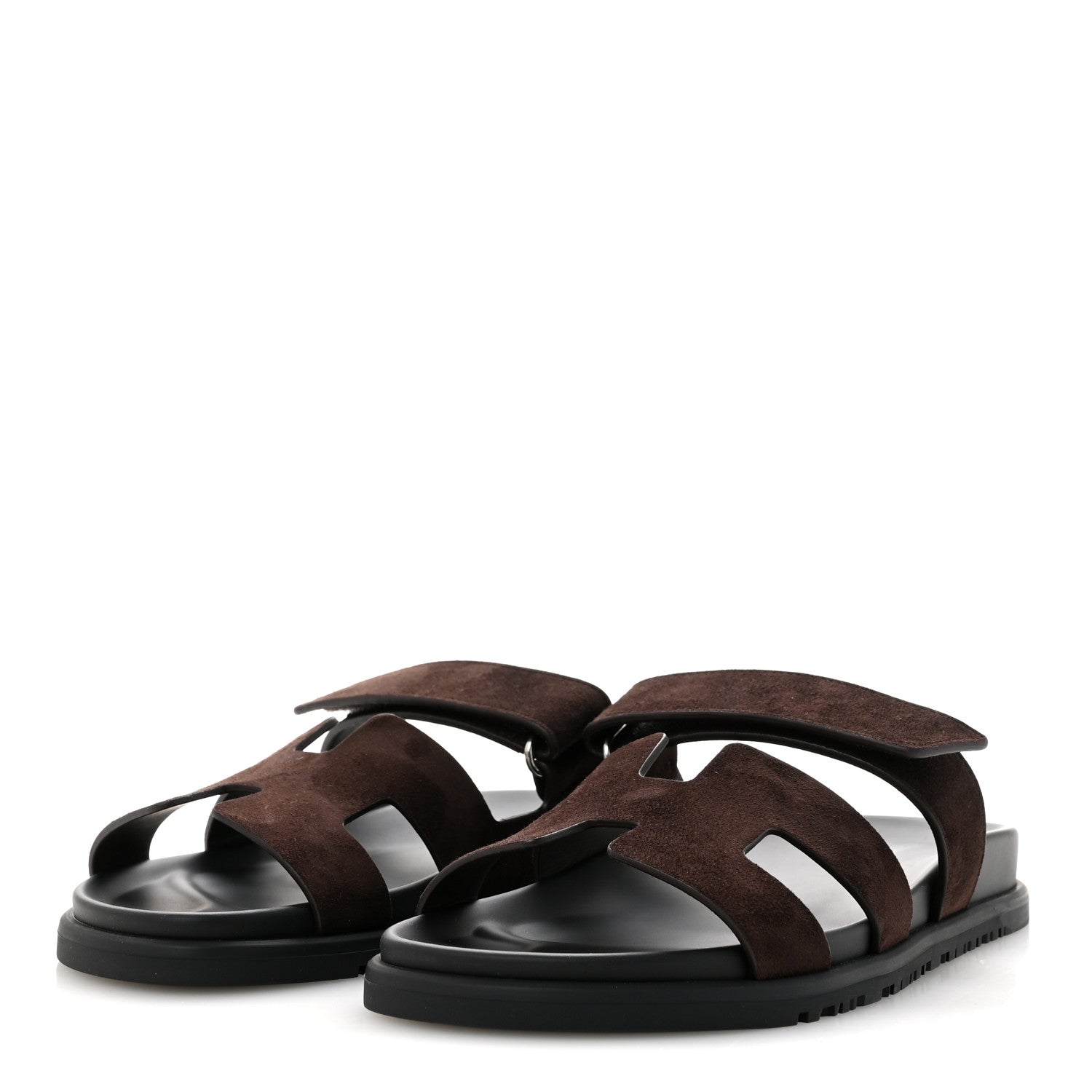Hermes Suede Goatskin Womens Chypre Sandals 39.5 Marron Ebene 4 of 10