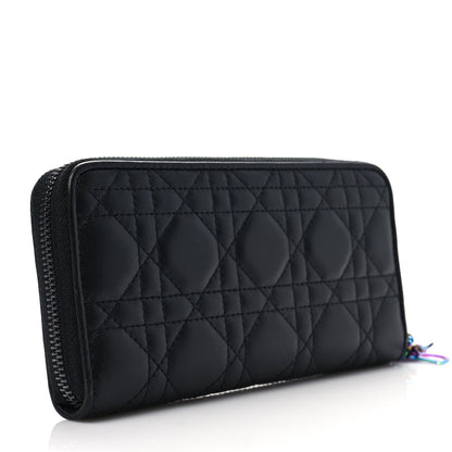 Christian Dior Lambskin Cannage Lady Dior Zip Wallet Black 3 of 8
