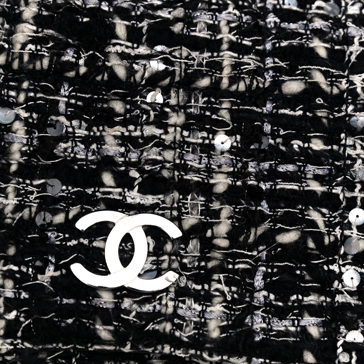 Chanel Sequin Tweed Single Flap Ecru Black 23 of 32