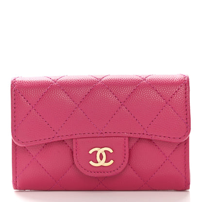 Chanel Caviar Quilted Flap Card Holder Wallet Fuchsia 1 of 9