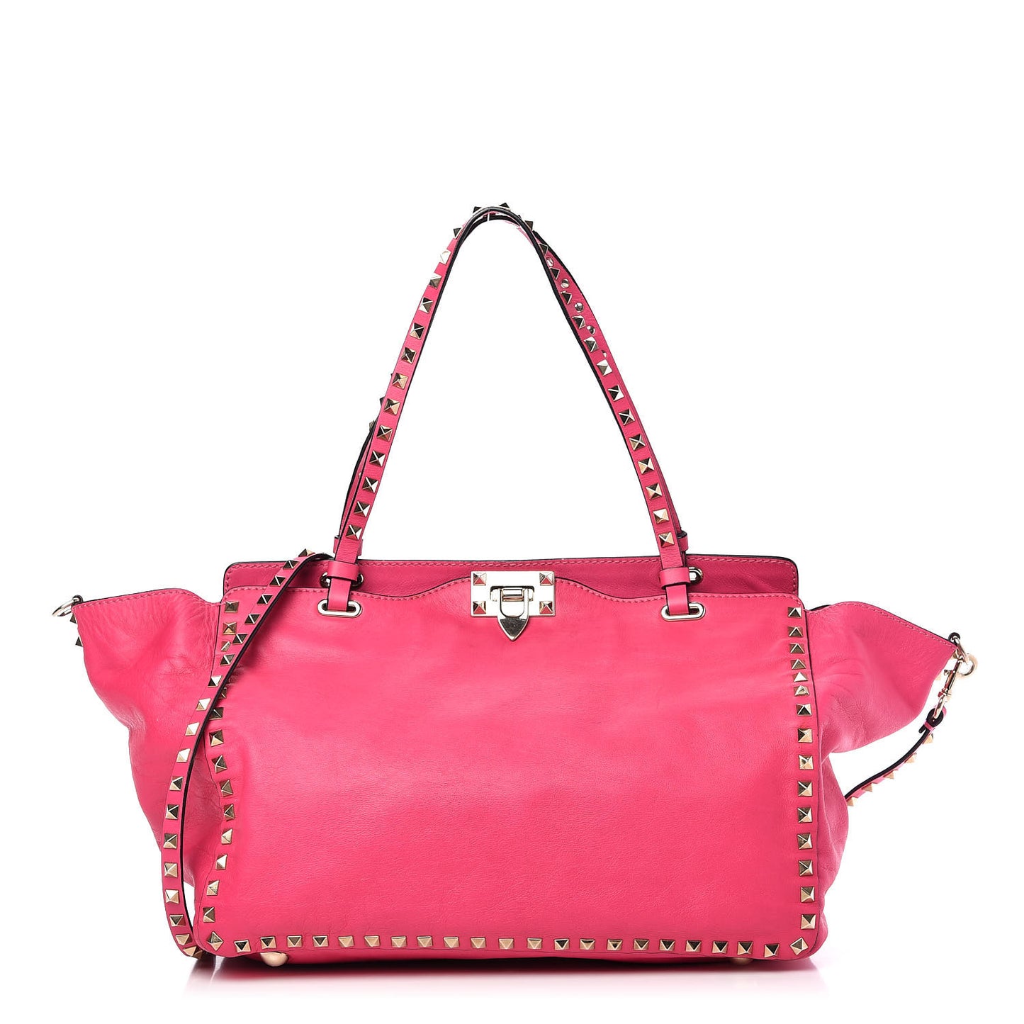 Vitello Medium Rockstud Tote Pop Fuxia