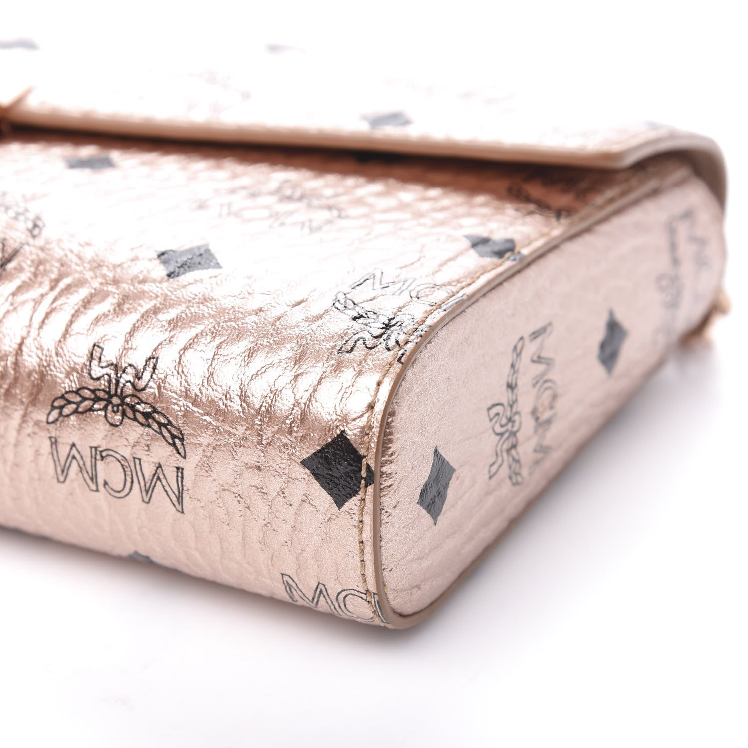 MCM Metallic Visetos Millie Wallet On Chain Champagne Gold 9 of 9