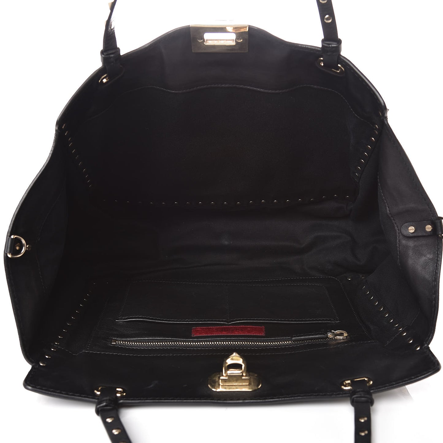 Vitello Medium Rockstud Tote Black