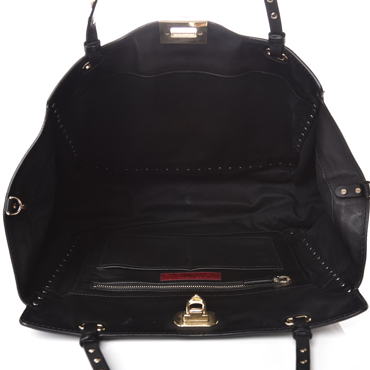 Valentino Garavani Vitello Medium Rockstud Tote Black 5 of 13