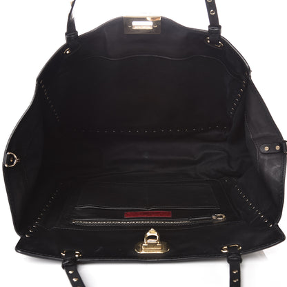 Valentino Garavani Vitello Medium Rockstud Tote Black 5 of 13
