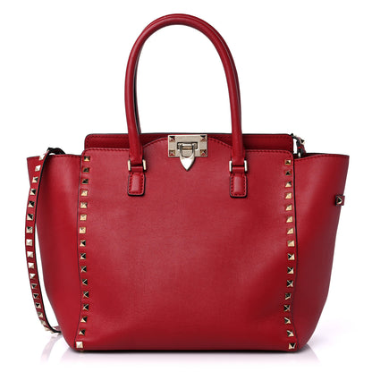 Valentino Garavani Vitello Rockstud Double Handle Tote Red 1 of 13