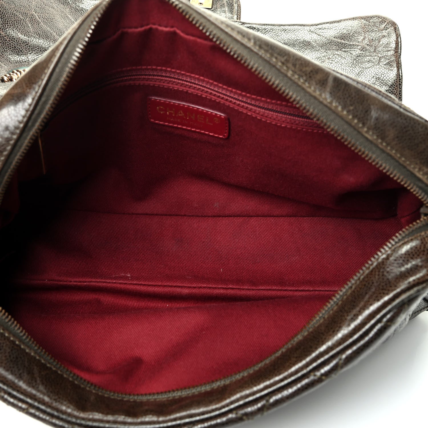 Chanel Crumpled Grained Calfskin Quilted Large Shiva Flap Dark Brown 4 of 4