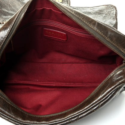 Chanel Crumpled Grained Calfskin Quilted Large Shiva Flap Dark Brown 4 of 4
