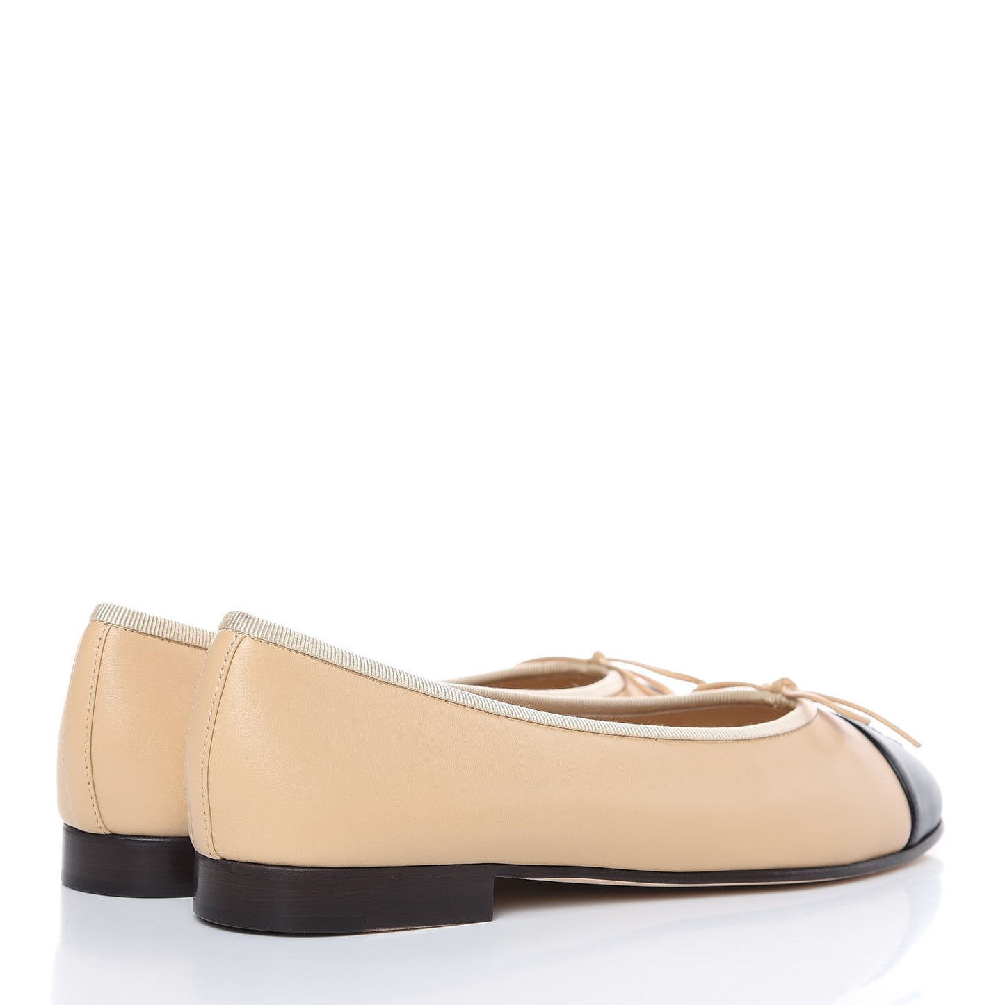 Lambskin Cap Toe CC Ballerina Flats 36.5 Beige Black