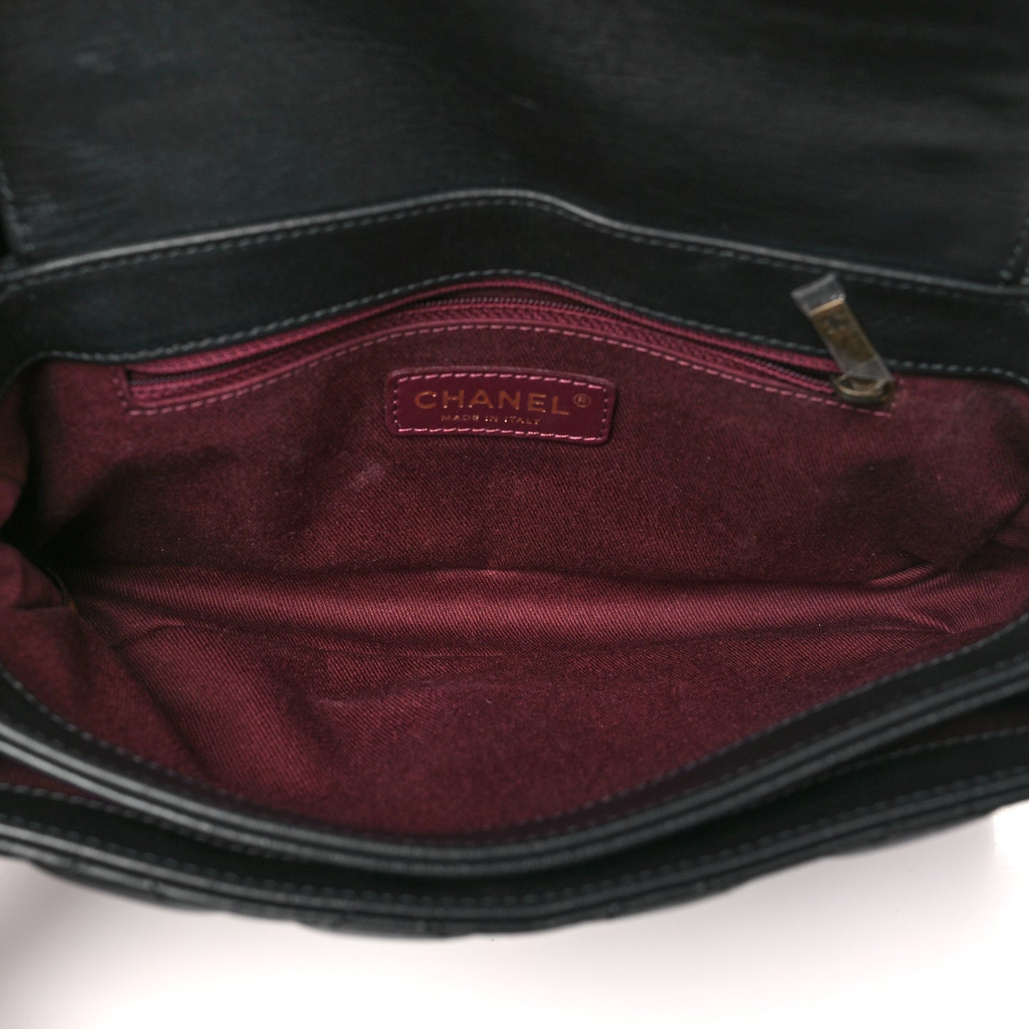 Glazed Calfskin Quilted Medium Perfect Edge Flap Black