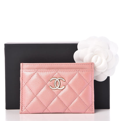 Chanel Iridescent Caviar Quilted Card Holder Rose Pink 9 of 9