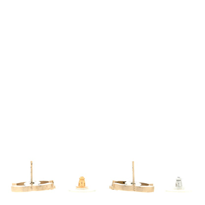 Chanel Enamel CC Clover Earrings Black Gold 3 of 4