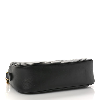 Gucci Calfskin Matelasse Small GG Marmont Chain Shoulder Bag Black 4 of 9