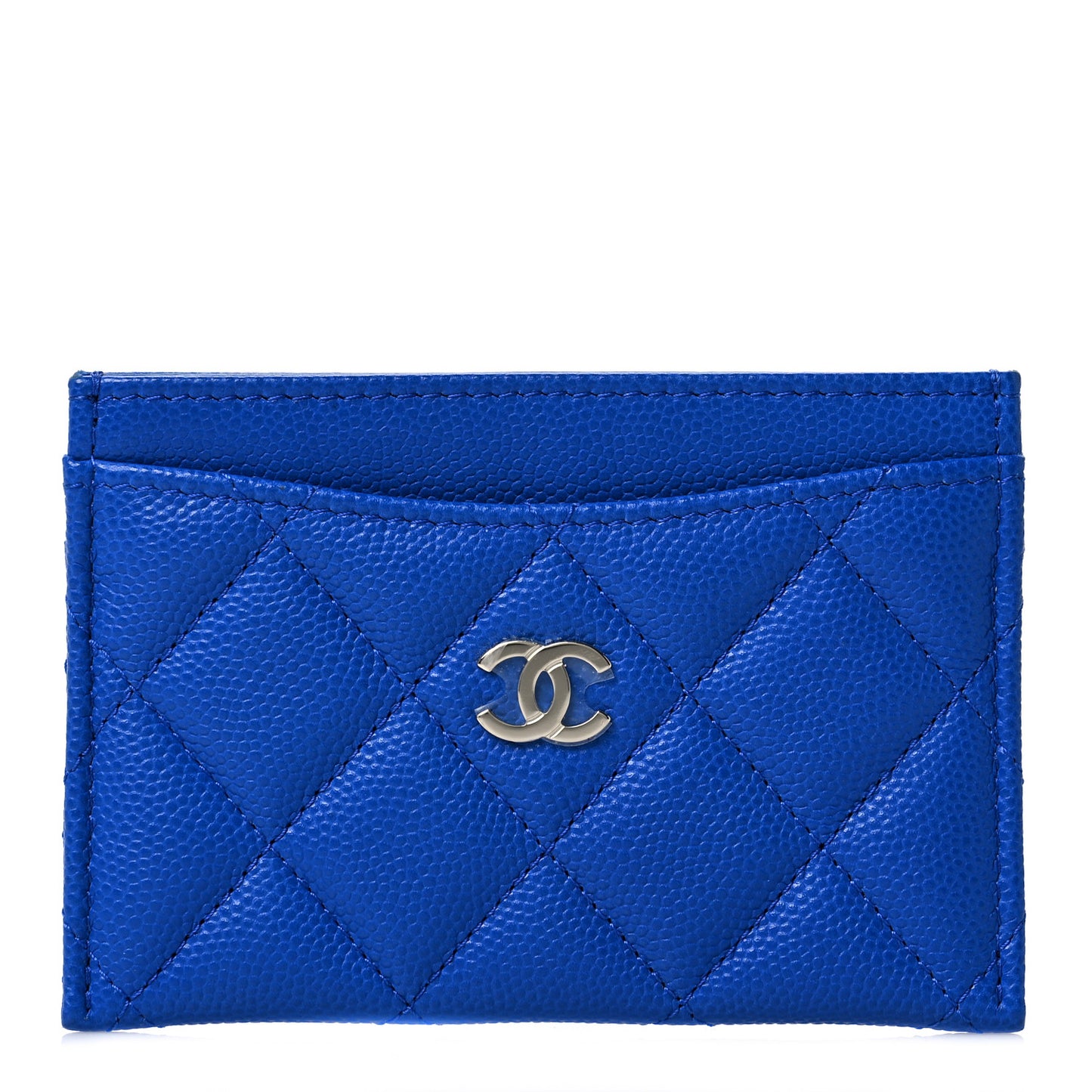 Caviar Quilted Card Holder Blue
