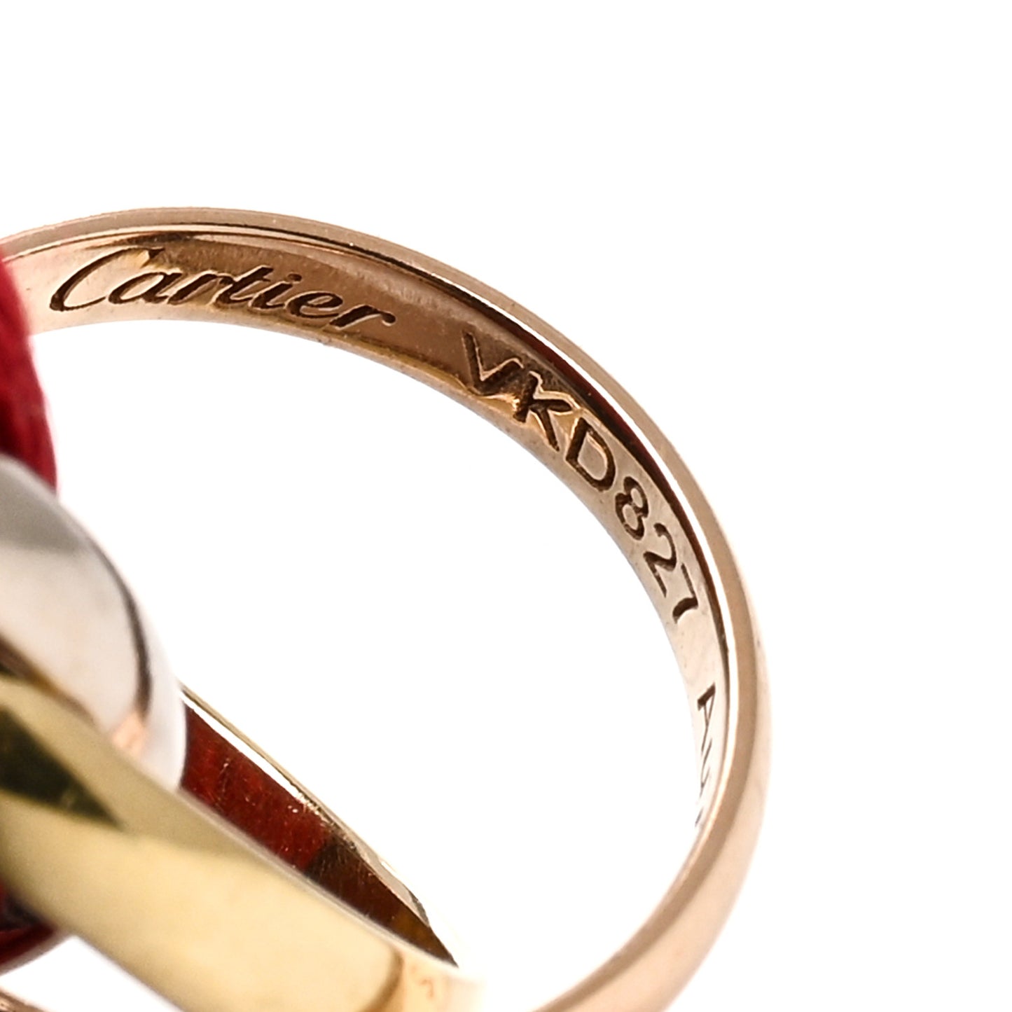 18K Pink Yellow White Gold Trinity Cord Bracelet Red