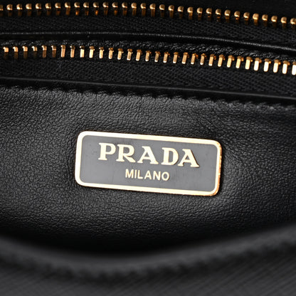 Prada Saffiano Lux Metal Triangle Logo Mini Envelope Chain Shoulder Bag Black 6 of 9