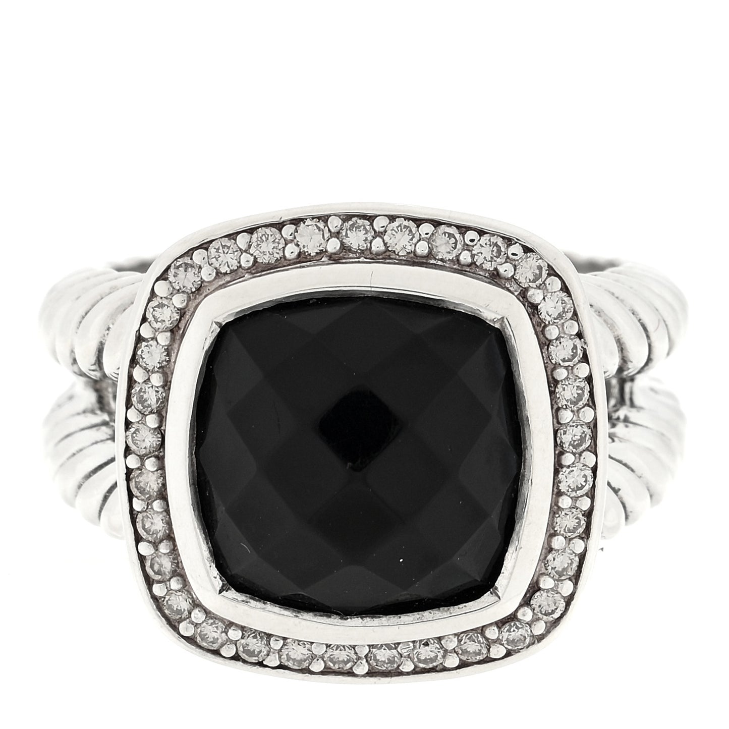 Sterling Silver Diamond Black Onyx 11mm Albion Ring 53 6.25