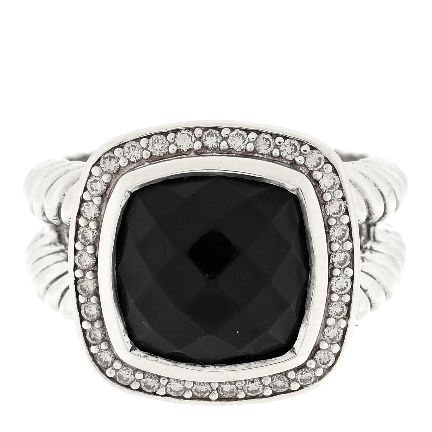 David Yurman Sterling Silver Diamond Black Onyx 11mm Albion Ring 53 6.25 1 of 4