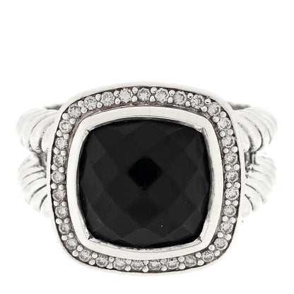 David Yurman Sterling Silver Diamond Black Onyx 11mm Albion Ring 53 6.25 1 of 4