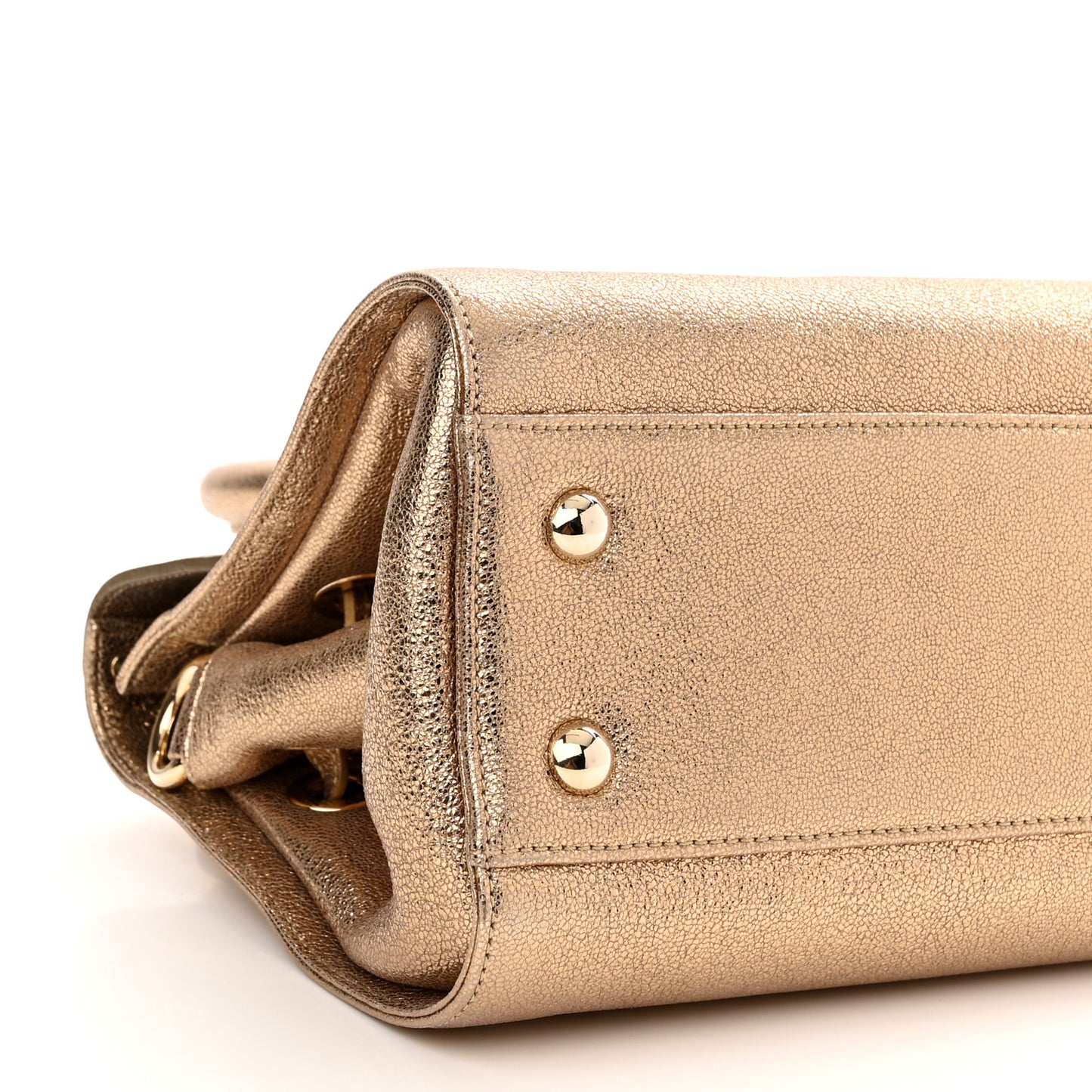 Metallic Calfskin Rosalie Satchel Gold