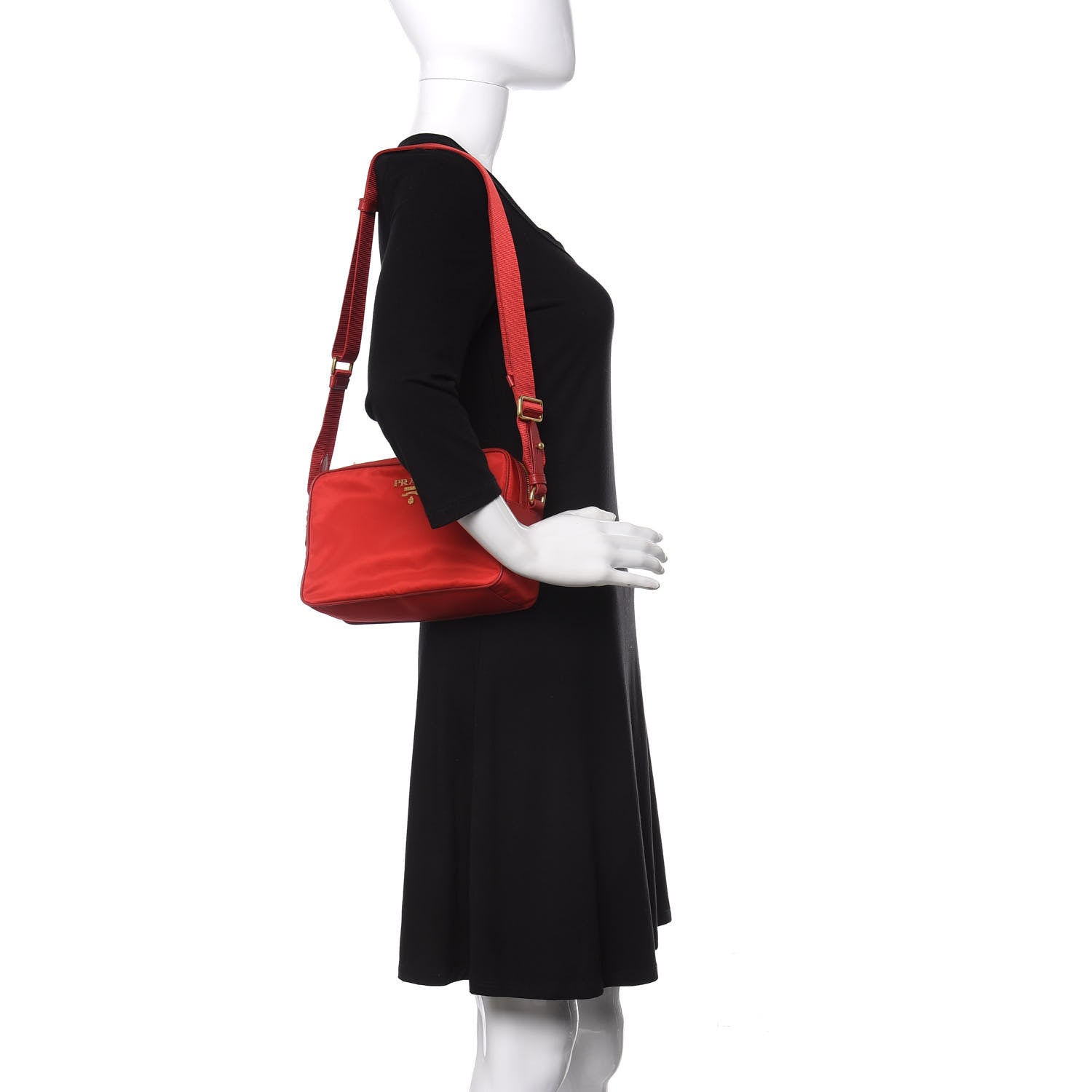 Prada Tessuto Nylon Soft Calf Camera Bag Rosso 2 of 10