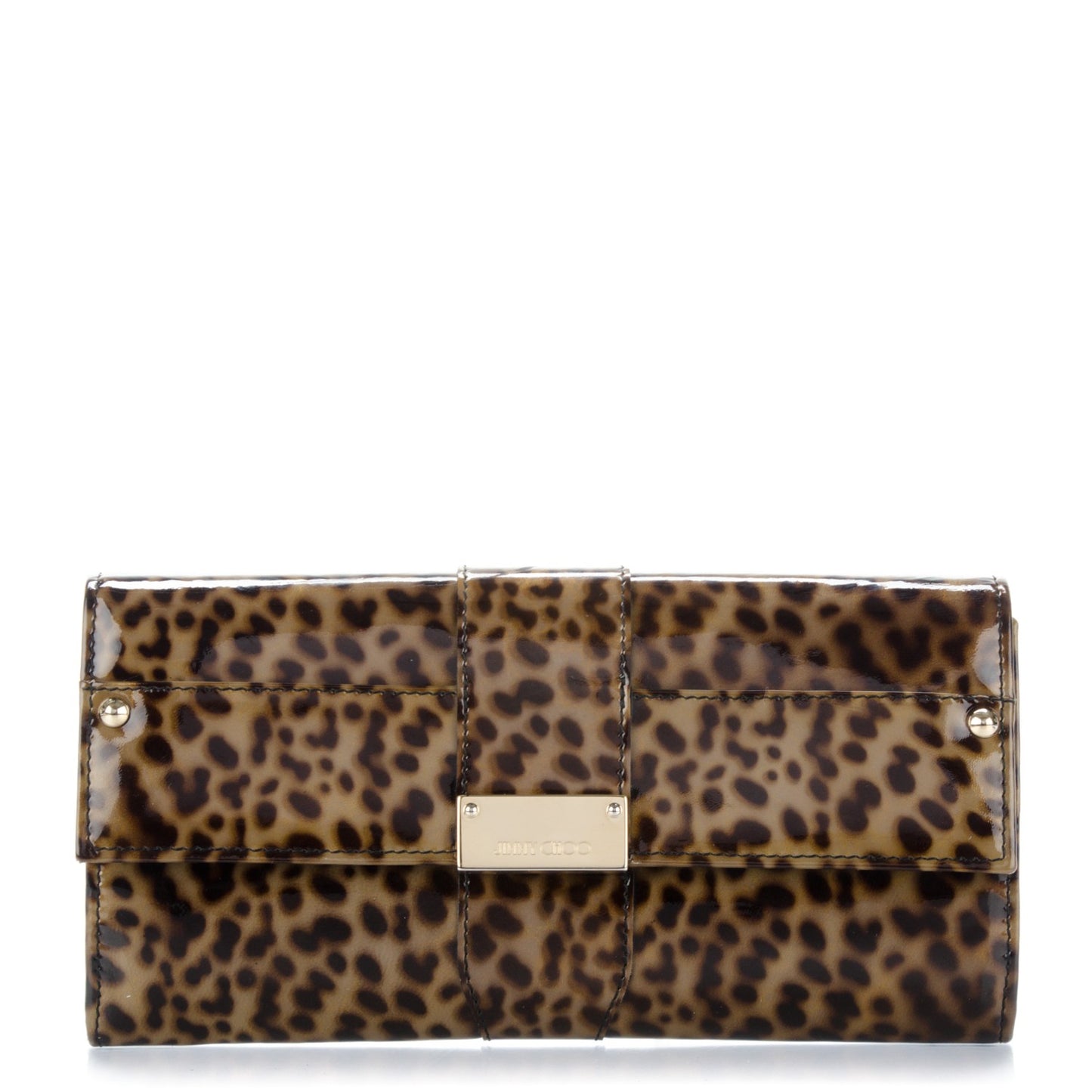 Patent Leopard Ubai Clutch Natural