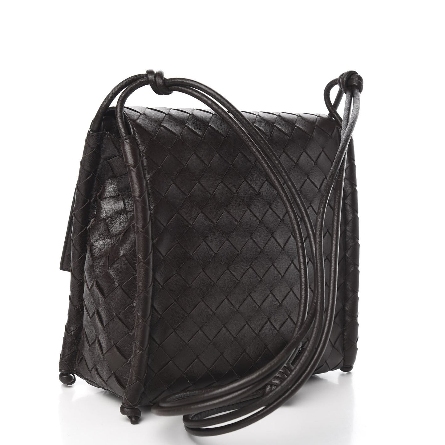 Nappa Intrecciato Small Knot Flap Crossbody Fondente