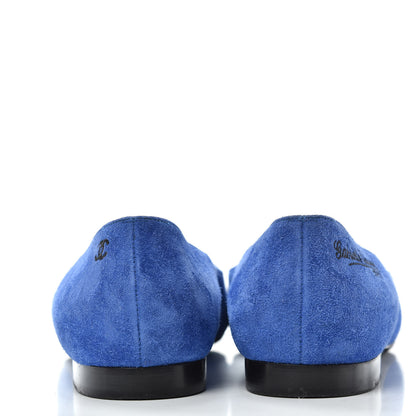 Chanel Suede Satin Cap Toe Gabrielle Ballerina Flats 39 Royal Blue Black 7 of 10