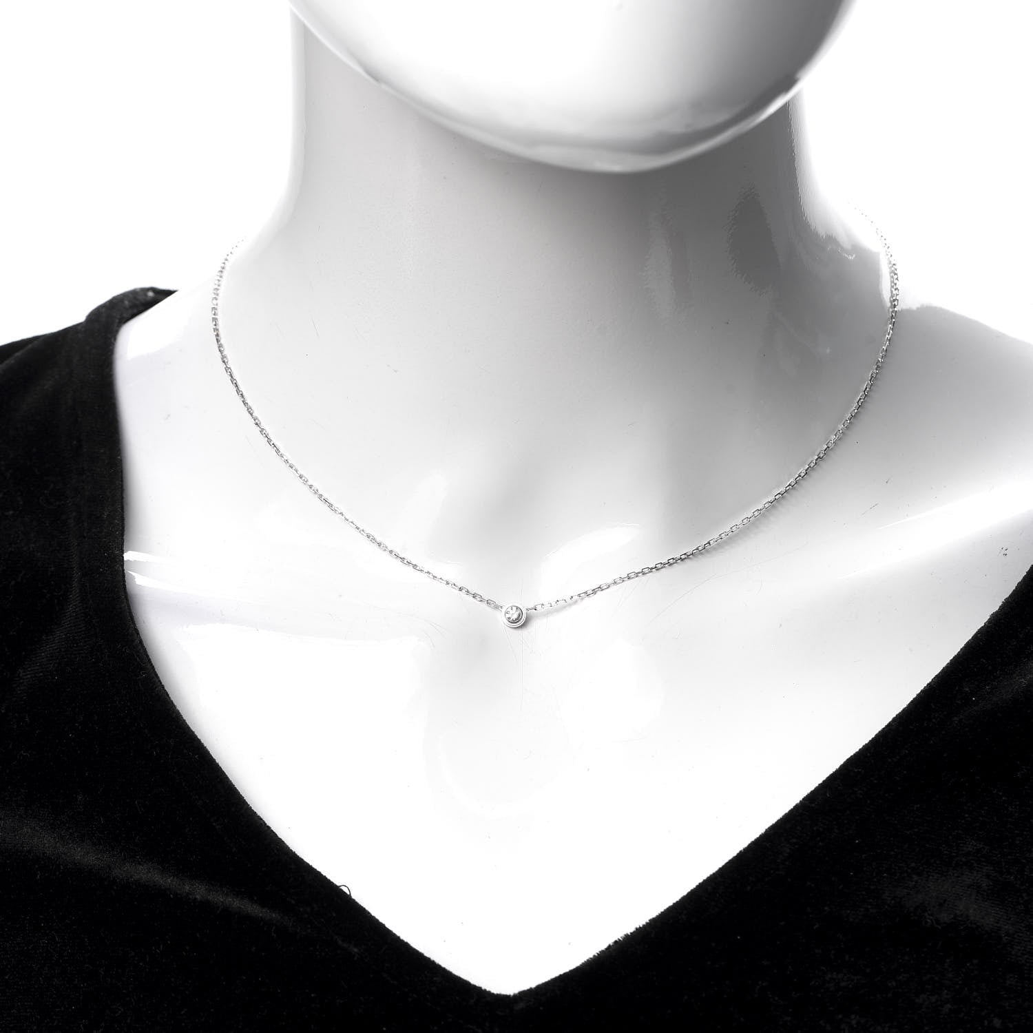 Cartier 18K White Gold Diamond SM D'Amour Pendant Necklace 2 of 6