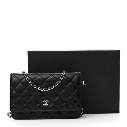 Chanel Lambskin Quilted Wallet On Chain WOC Black 12 of 12