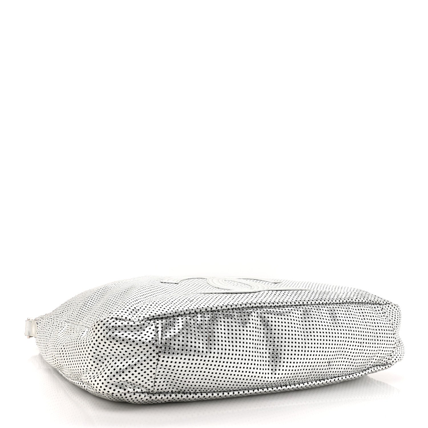 Chanel Metallic Glazed Calfskin Perforated Large Rodeo Drive Tote Silver 4 of 11