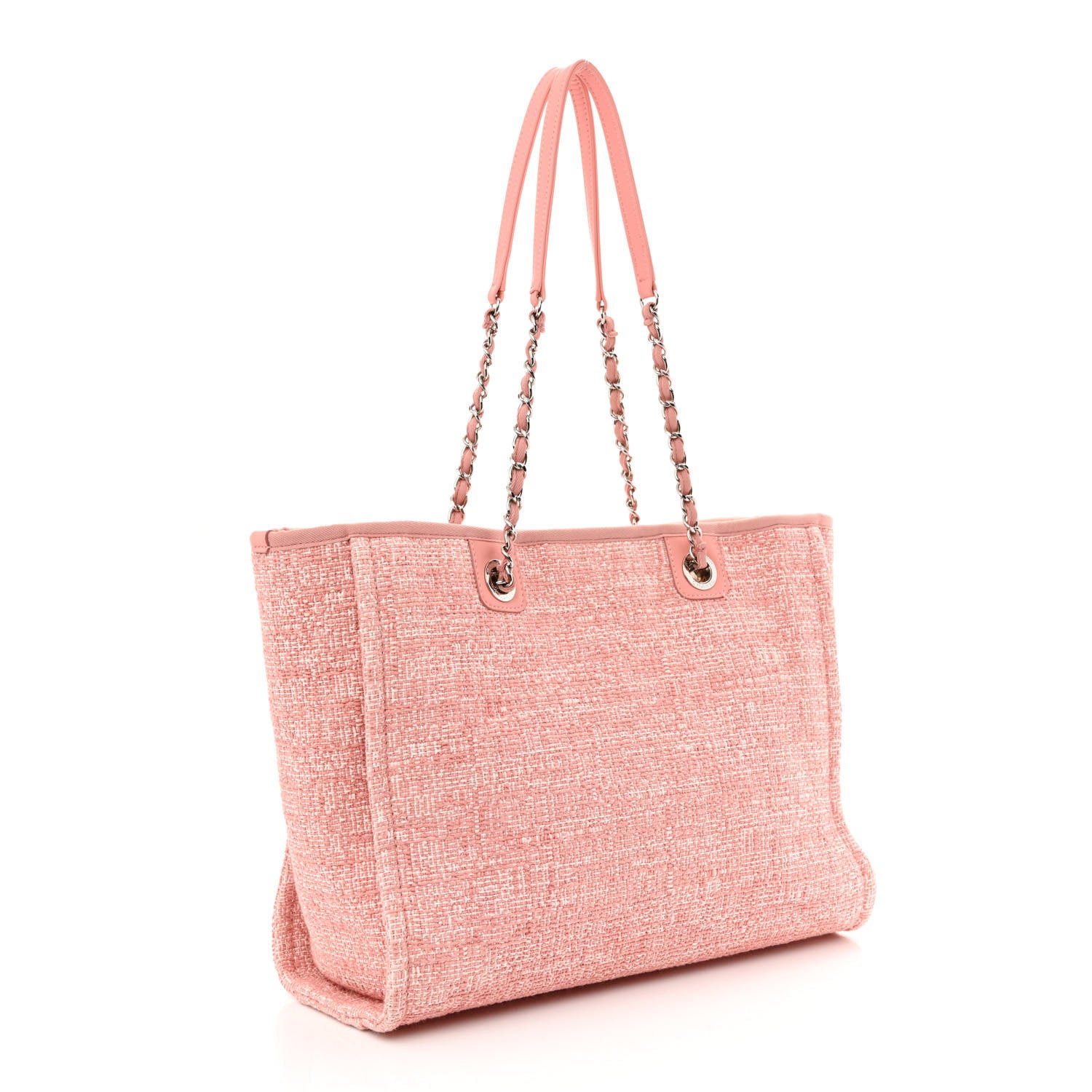 Chanel Straw Lurex Small Deauville Tote Pink 2 of 9