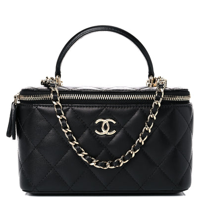 Chanel Lambskin Quilted Small Top Handle Vanity Case With Chain Black 1 of 9