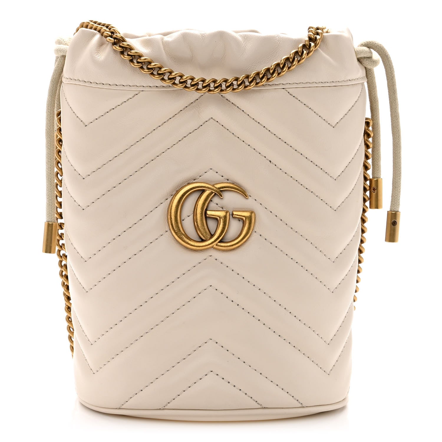 Gucci Calfskin Matelasse Mini GG Marmont 2.0 Bucket Bag White 1 of 10