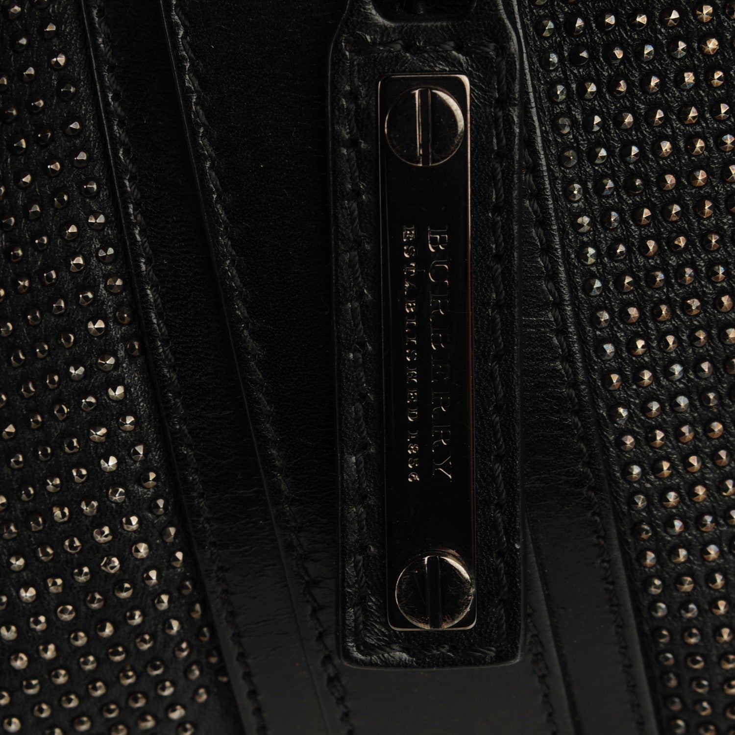 Burberry Prorsum Calfskin Studded Knight Satchel Black 7 of 9