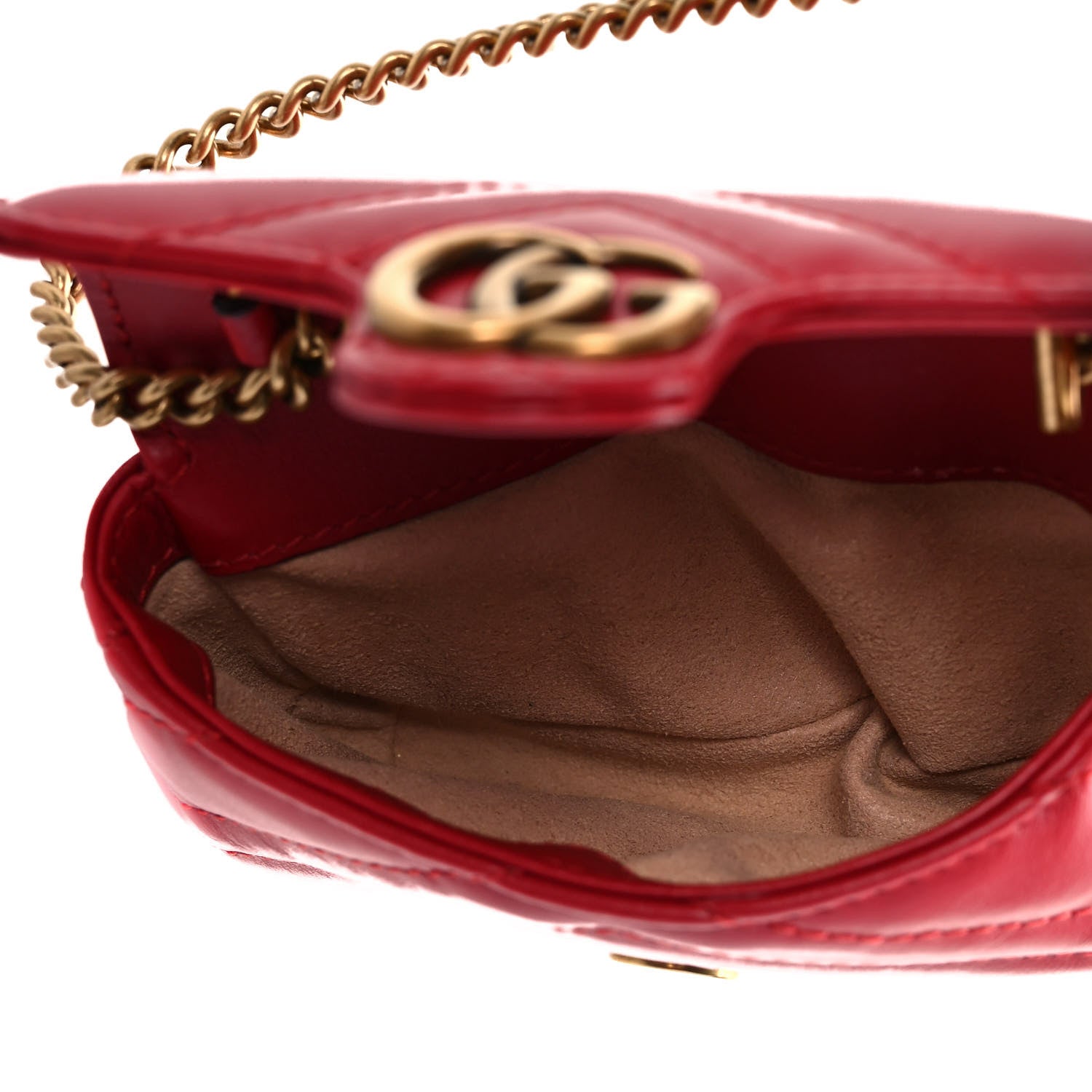 Gucci Calfskin Matelasse GG Marmont 2.0 Coin Purse On A Chain Hibiscus Red 5 of 9